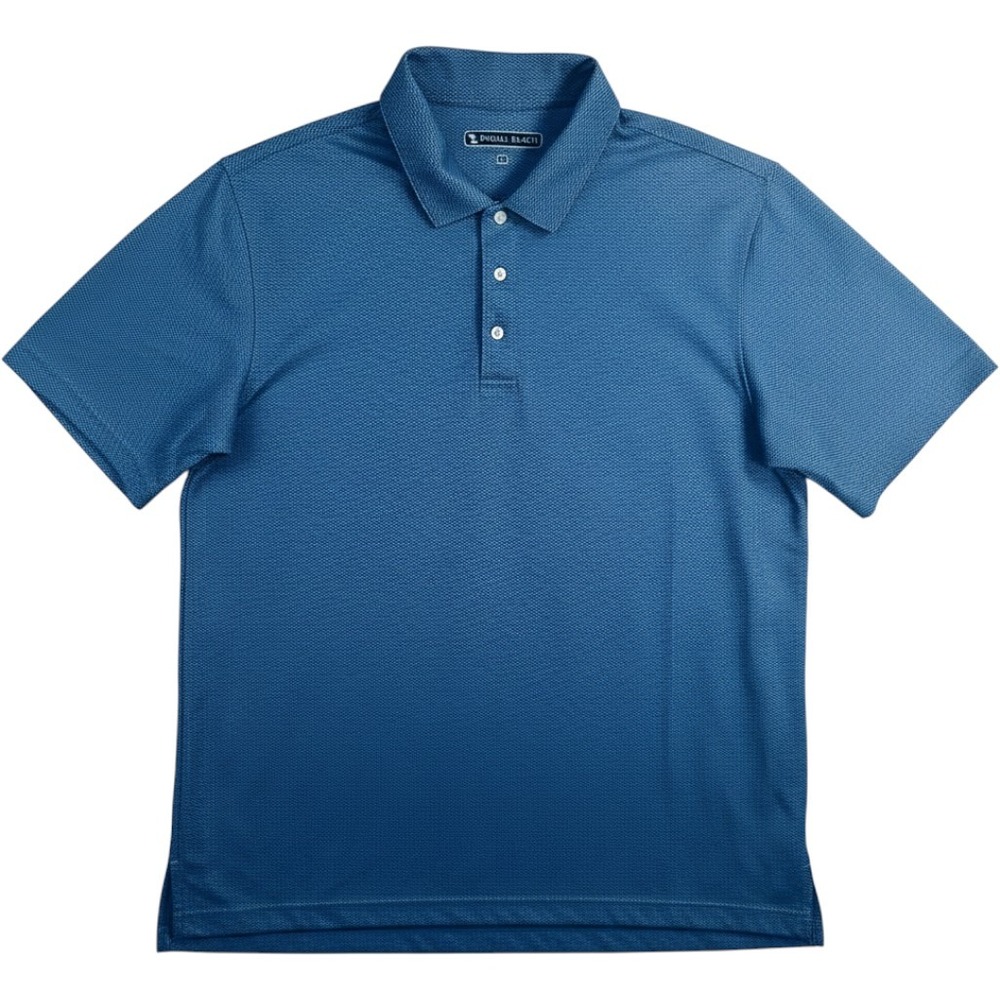 Pebble Beach Polo Mens XL Blue Dry Luxe Performance Textured Short Sleeve
